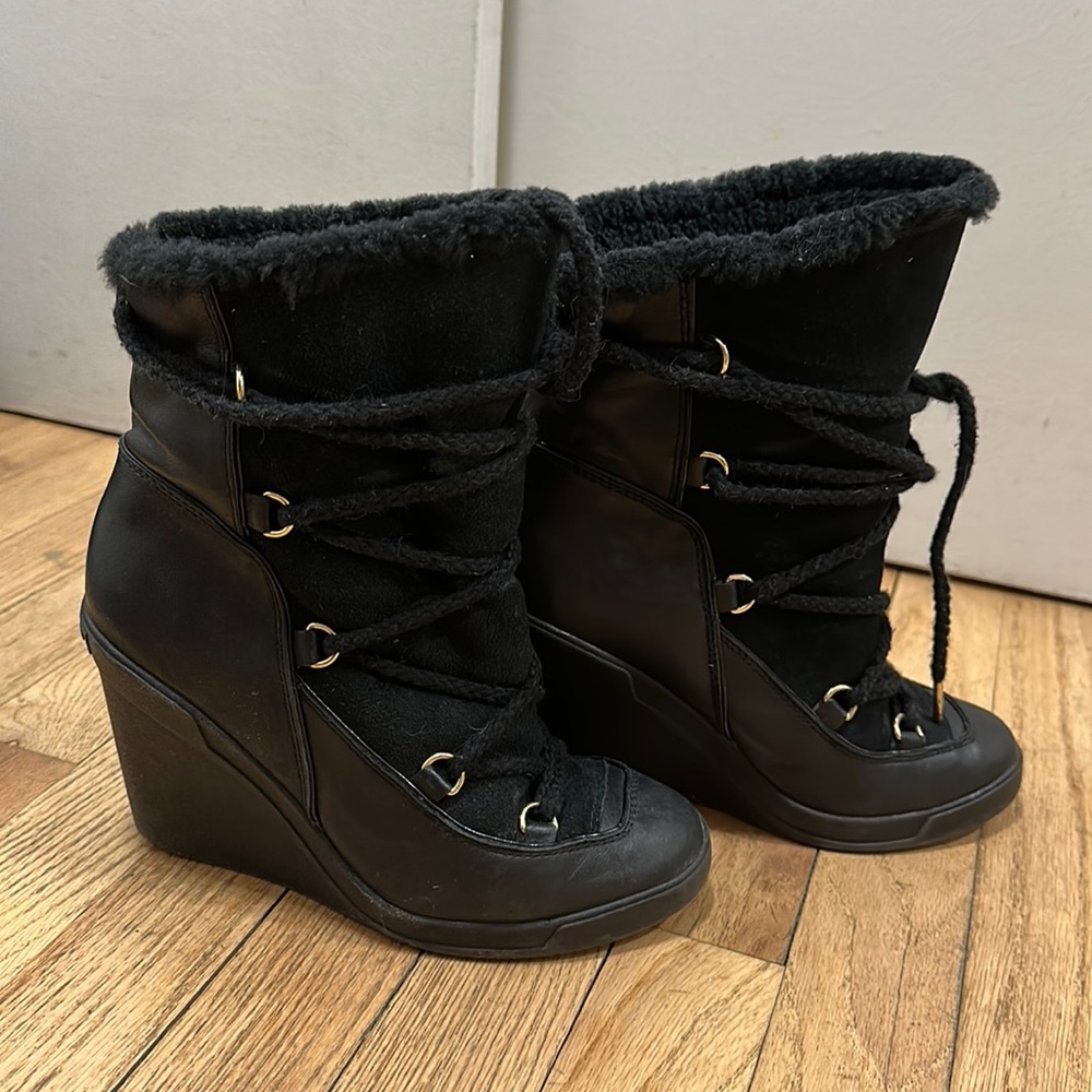 Michael Kors shearling, suede &leather booties